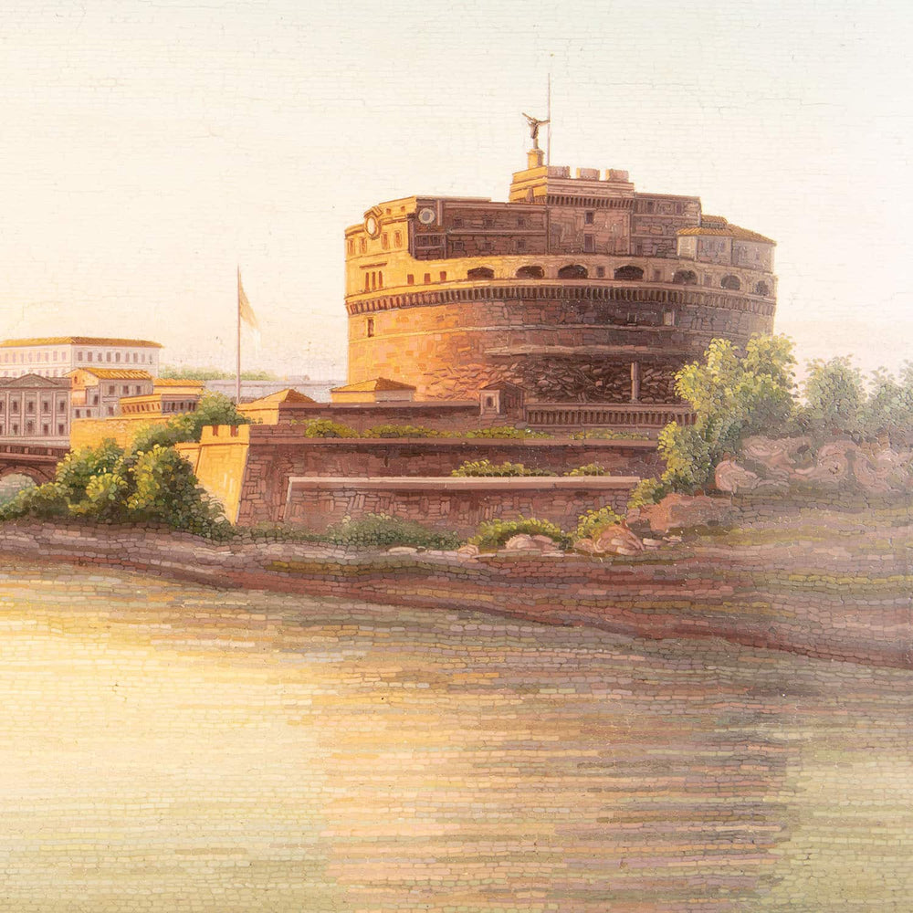 19th-century micromosaic view of Rome by Nicholas Wells Antiques featuring St Peters and the Tiber River.