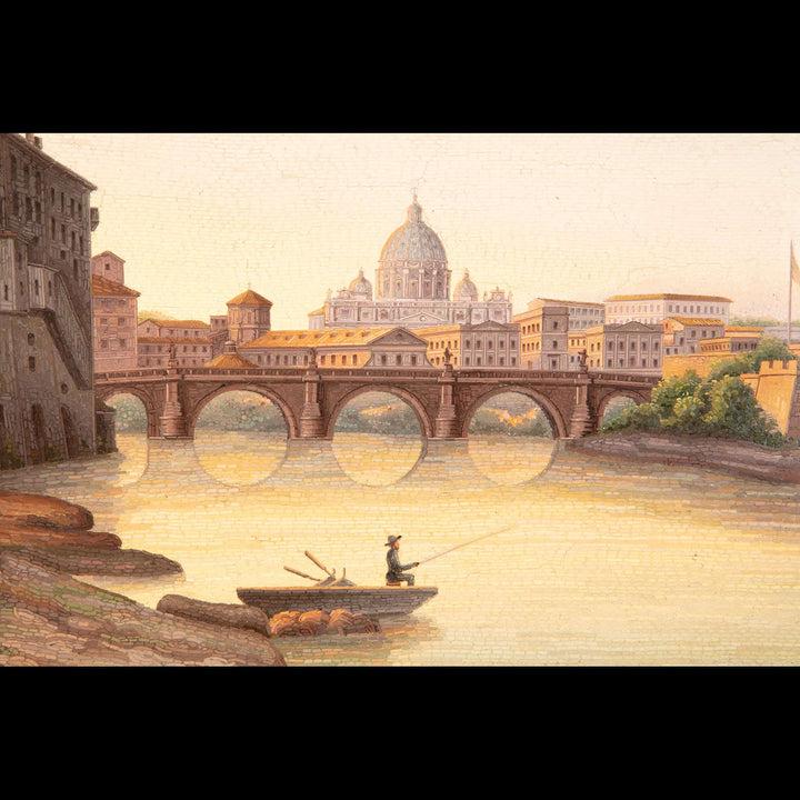Micromosaic panel of 19th-century Rome with St Peters Basilica and river Tiber by Nicholas Wells Antiques