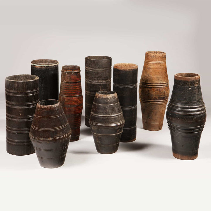 Group of Ceylonese Processional Wooden Drums
