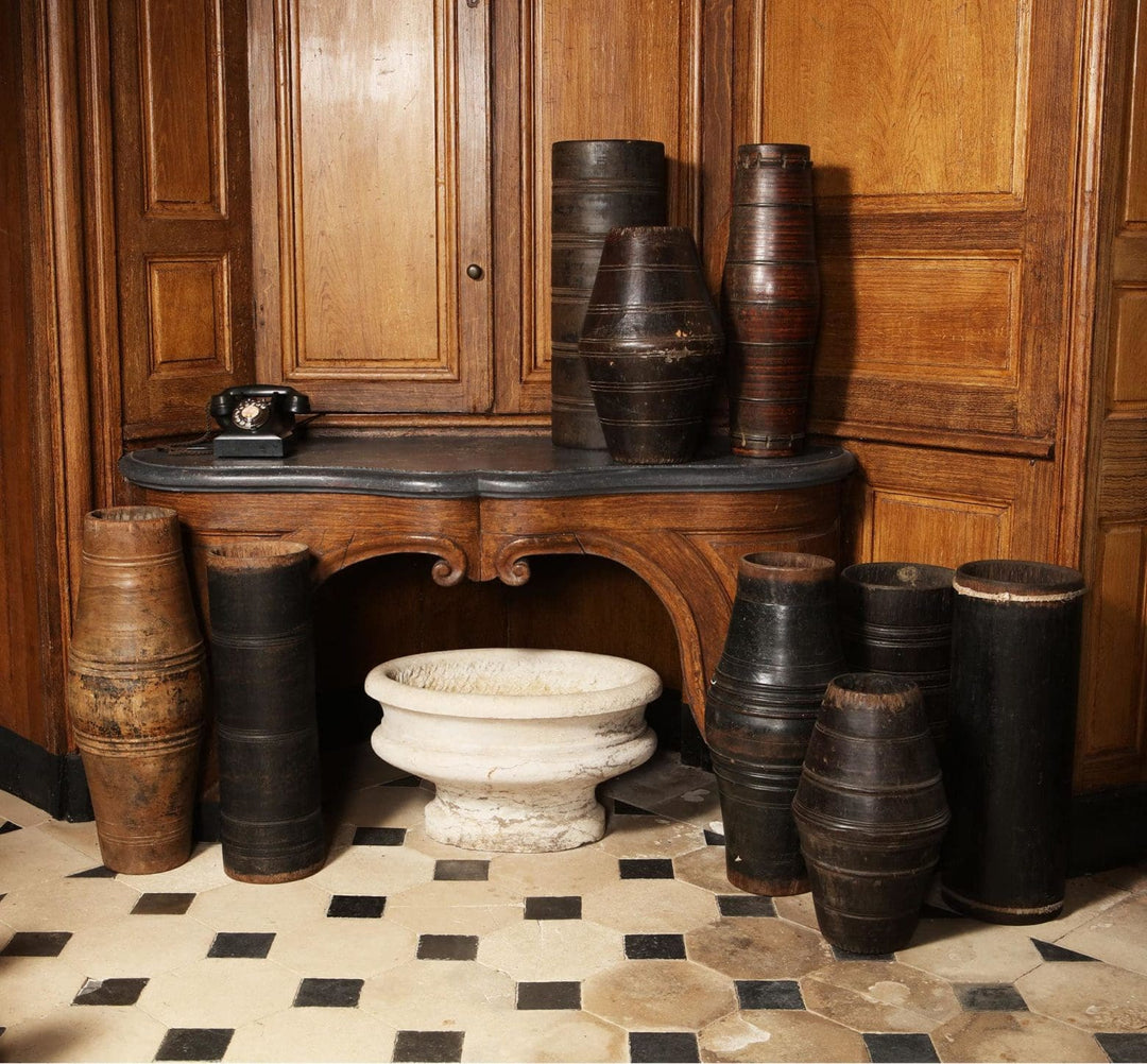Group of Ceylonese Processional Wooden Drums