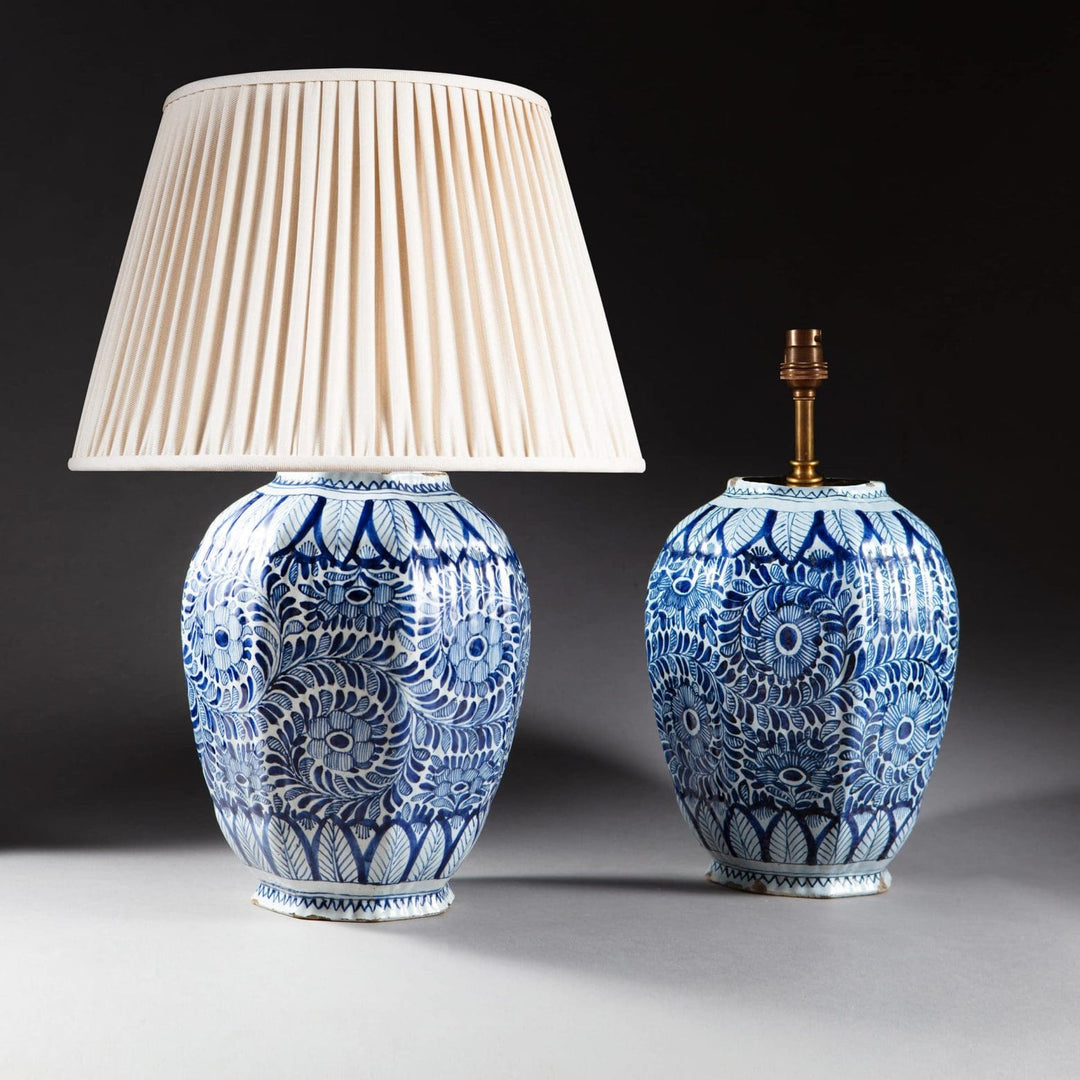 Pair of 19th century blue and white Delft vases mounted as lamps