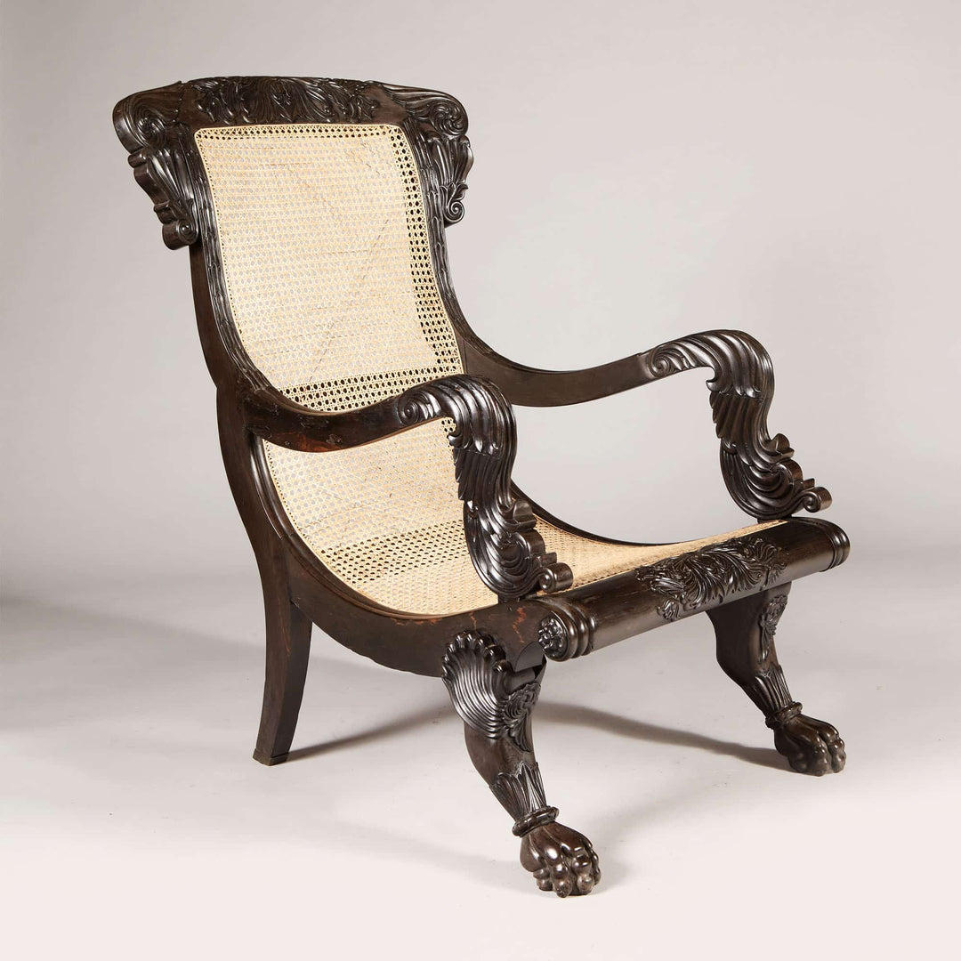 Anglo Indian 19th Century Solid Ebony Armchair III