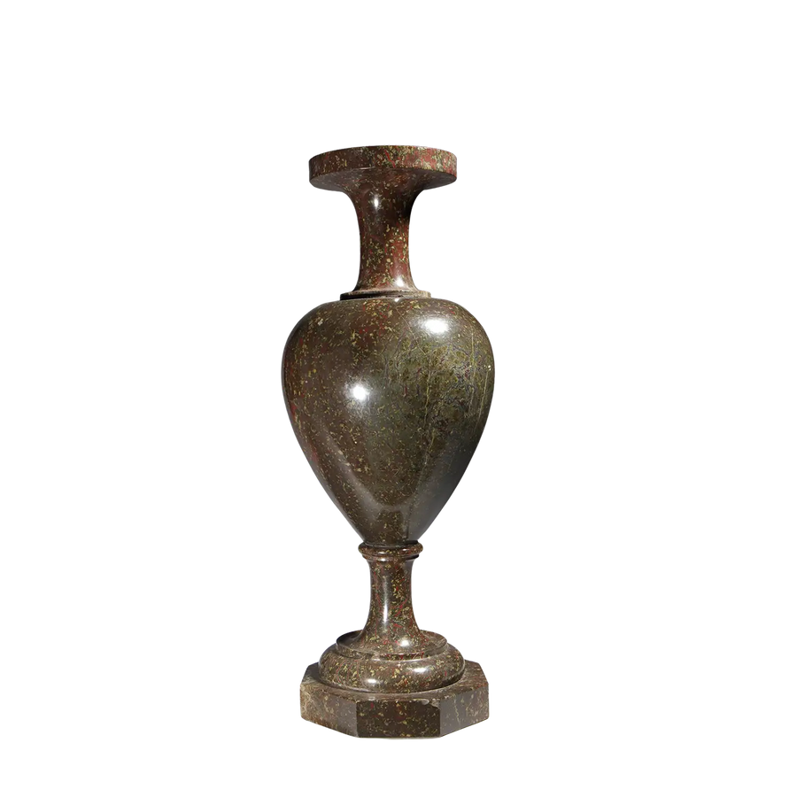 19th century Cornish serpentine amphora on octagonal base by Collection EE20 neo Grecian design handcrafted object