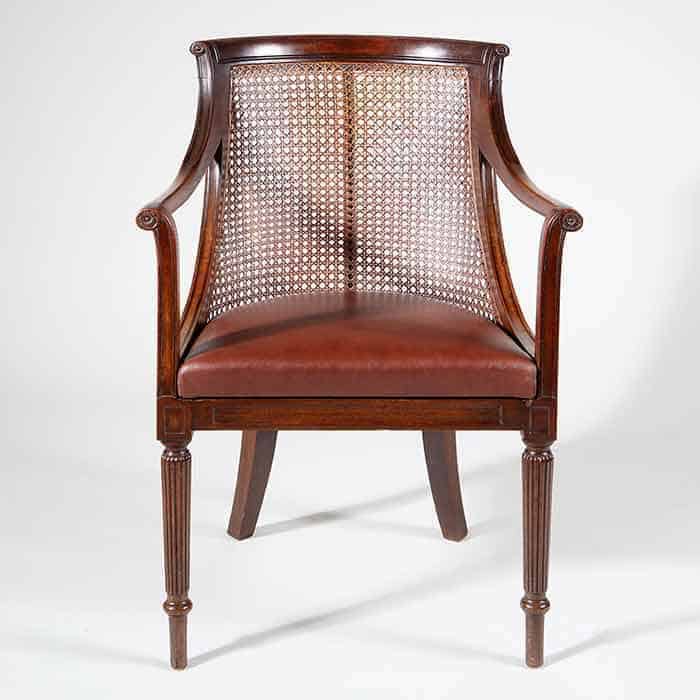 Regency Mahogany Scoop Back Caned Desk Chair