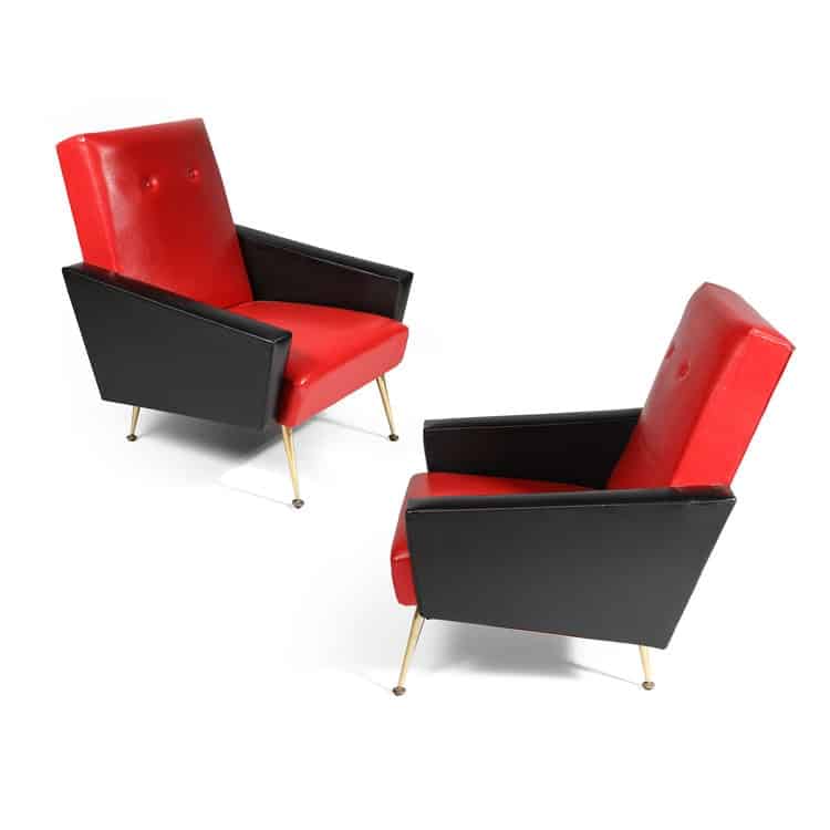 A Pair Of French Mid Century Armchairs