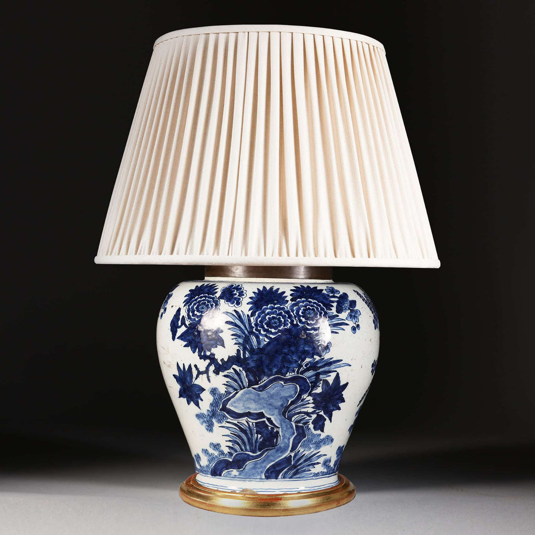 Late 17th Century Dutch Delft Blue and White Vase Mounted as a Lamp