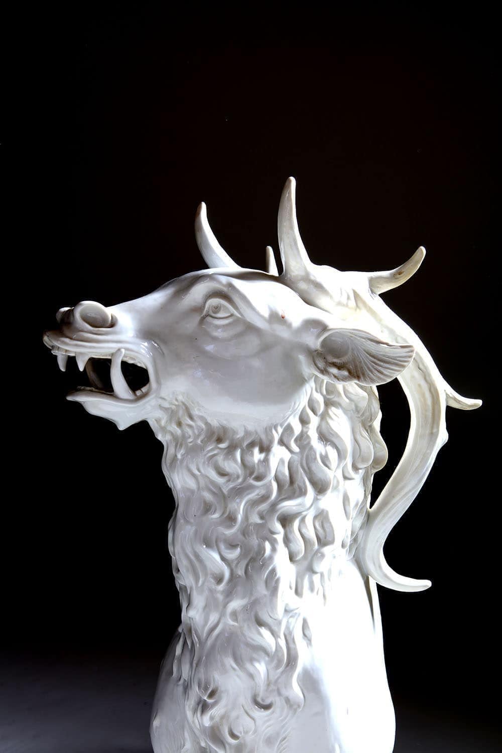 Mythological White Glazed Ceramic Stag