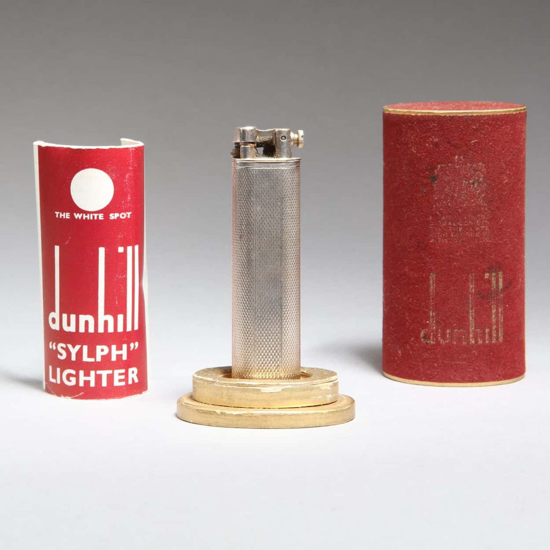 Rare Dunhill Engine Turned Silver Plated Petrol Sylph Lighter