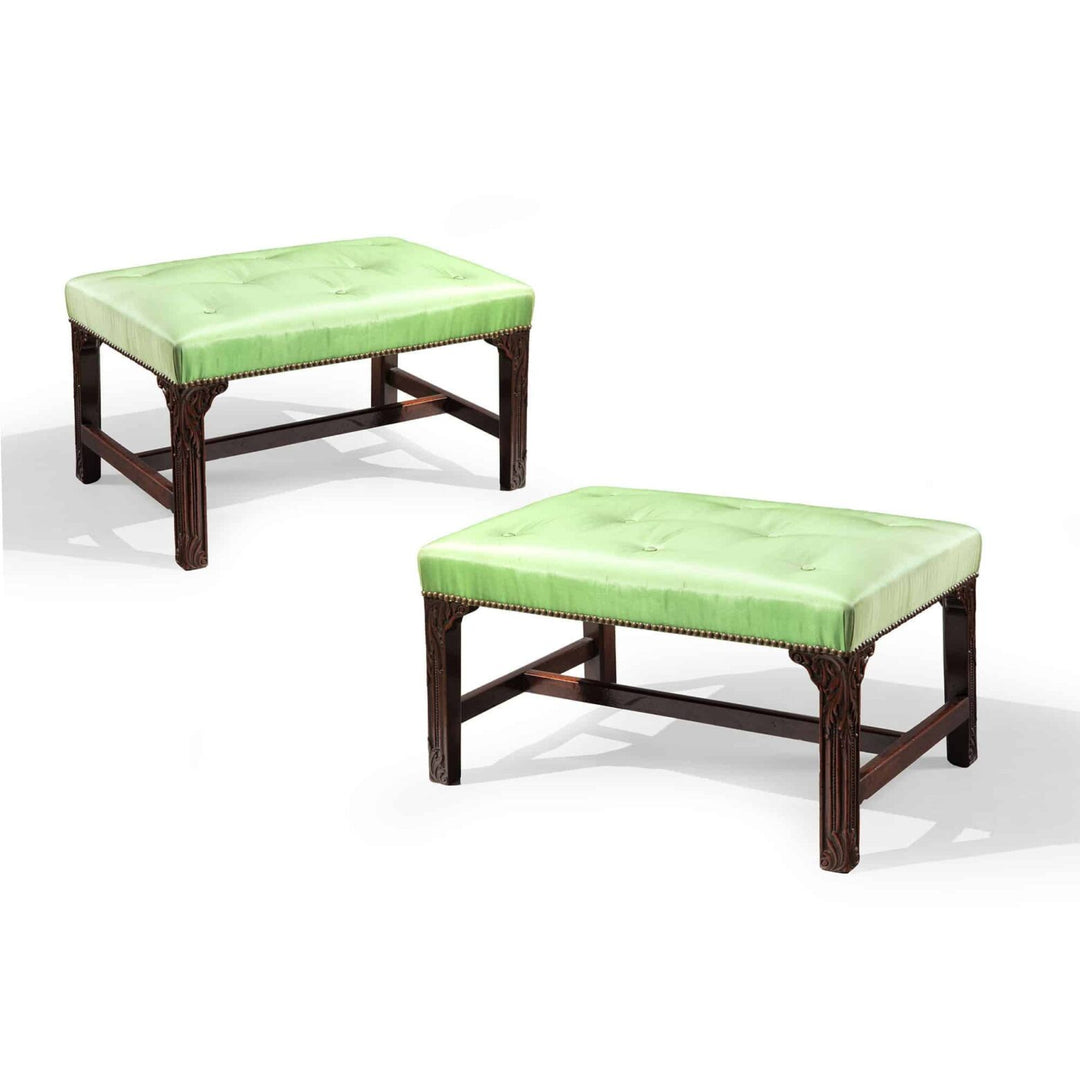 A Pair Of George III Chippendale Mahogany Stools