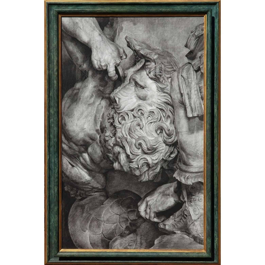 Charcoal on Board classical Vignette of Carved Marble Elements