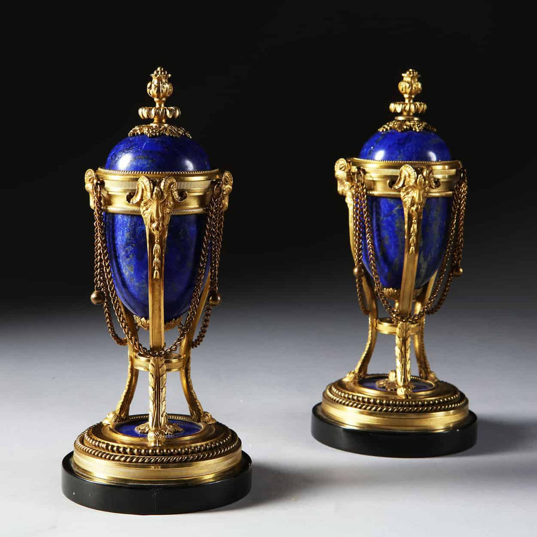 Pair of Napoleon III Lapis Lazuli and Ormolu Cassoulets