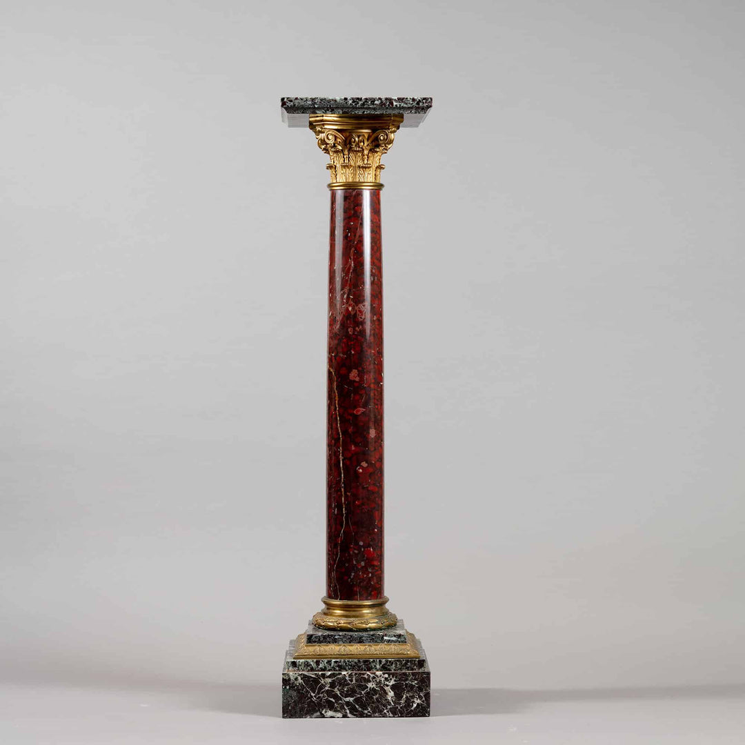 French Napoleon III marble and gilt bronze pedestal column