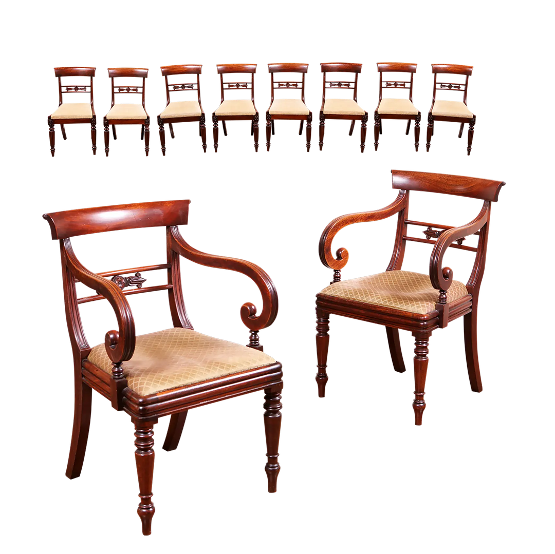 Set of 2+8 William IV Mahogany Dining Chairs