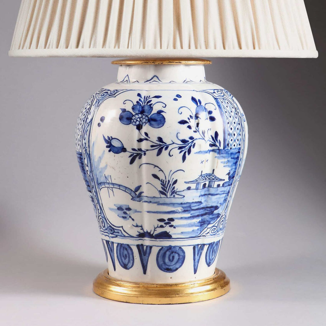 Dutch Delft Blue and White Vase mounted as a Table Lamp