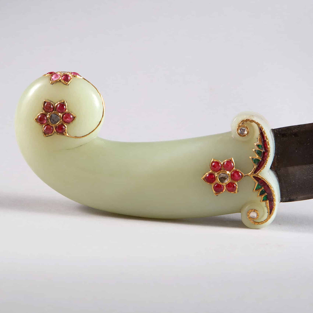 Mughal Jewelled Jade-Hilted Khanjar Dagger