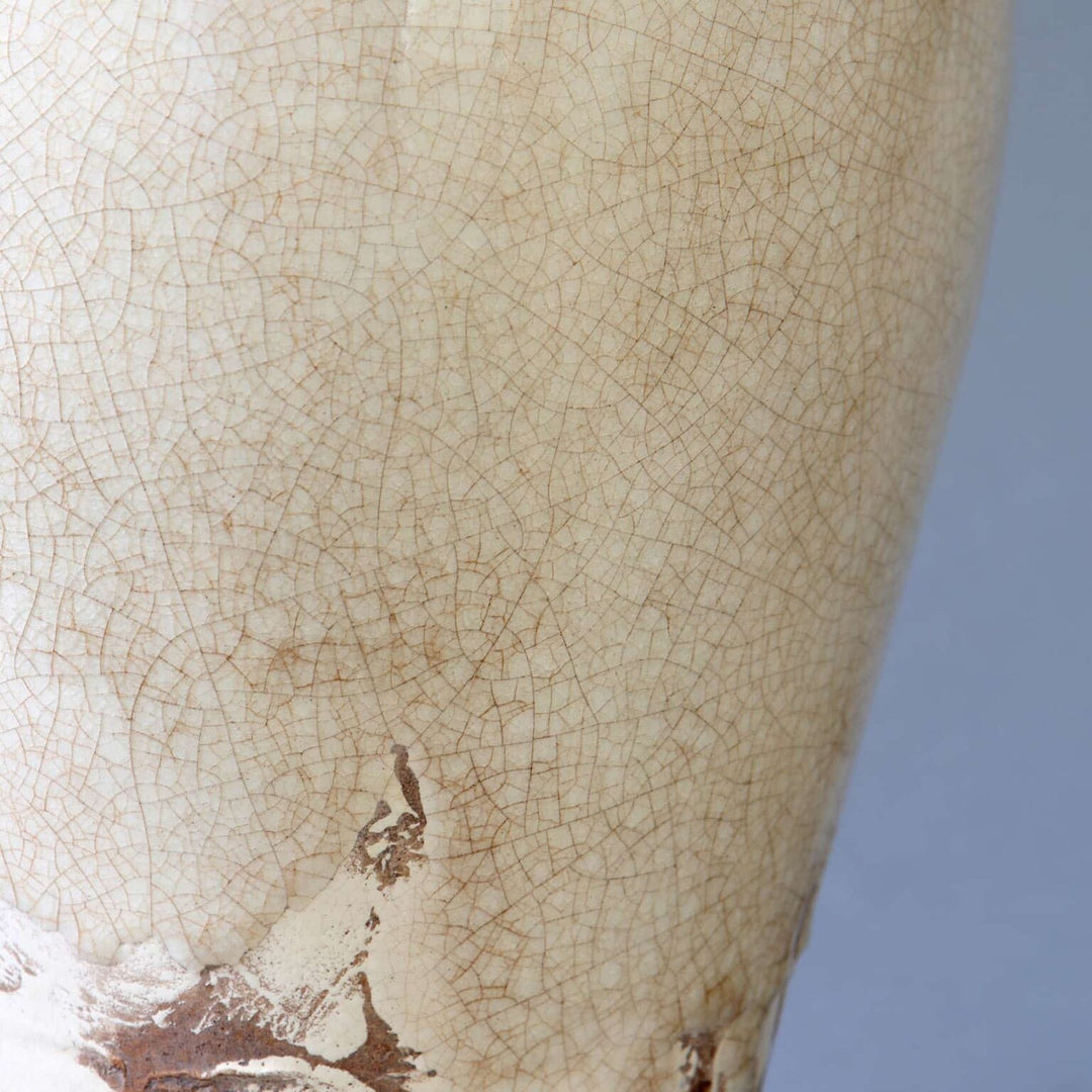 Vase attributed to Jean Besnard Mounted as a Table Lamp with off white crackle glaze detail circa 1940