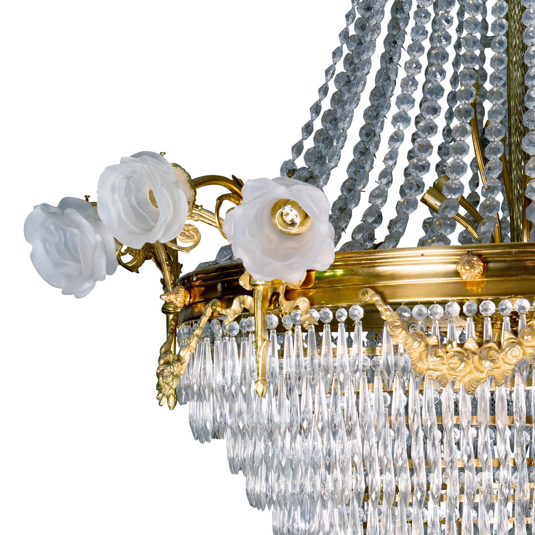 Antique 19th Century French Large Cut Glass Chandelier