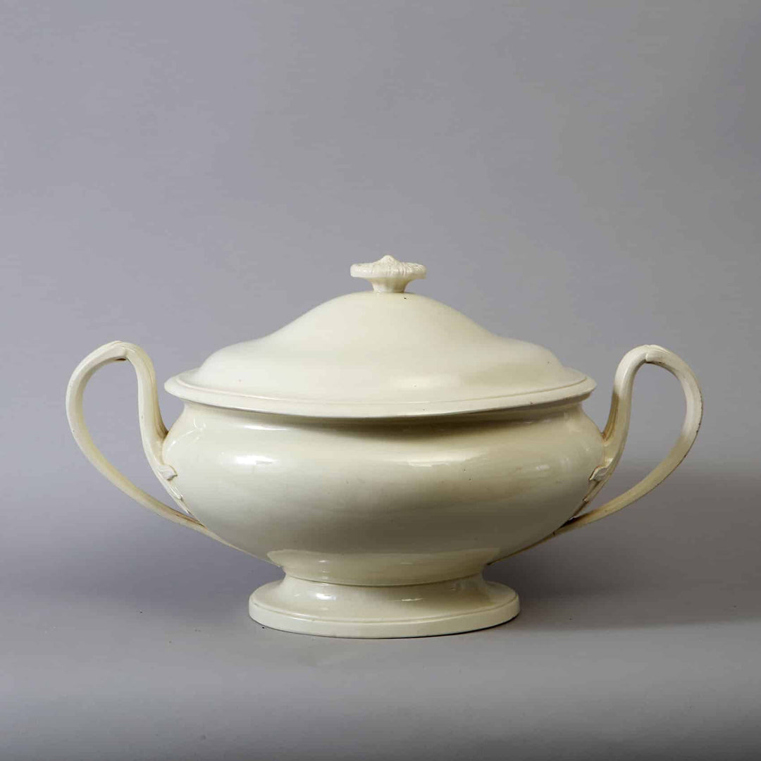 19th Century French Oval Creamware Tureen and Cover
