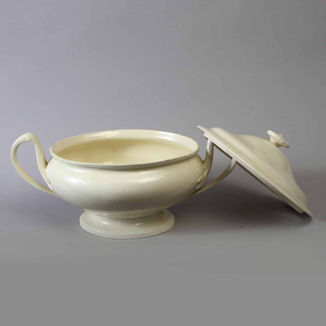 19th Century French Oval Creamware Tureen and Cover