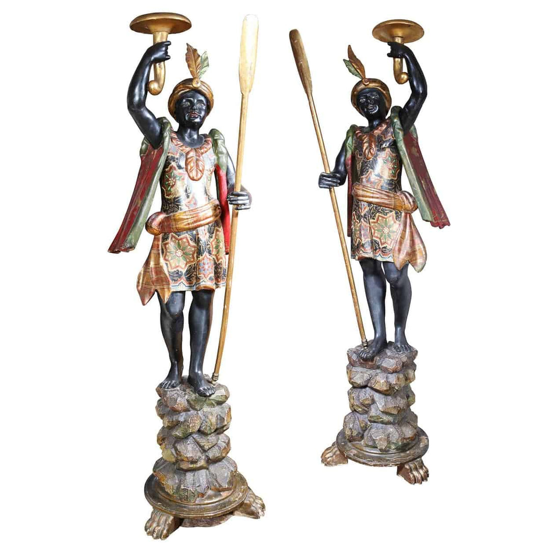 Pair of Parcel Gilt 19th Century Antique Blackamoors