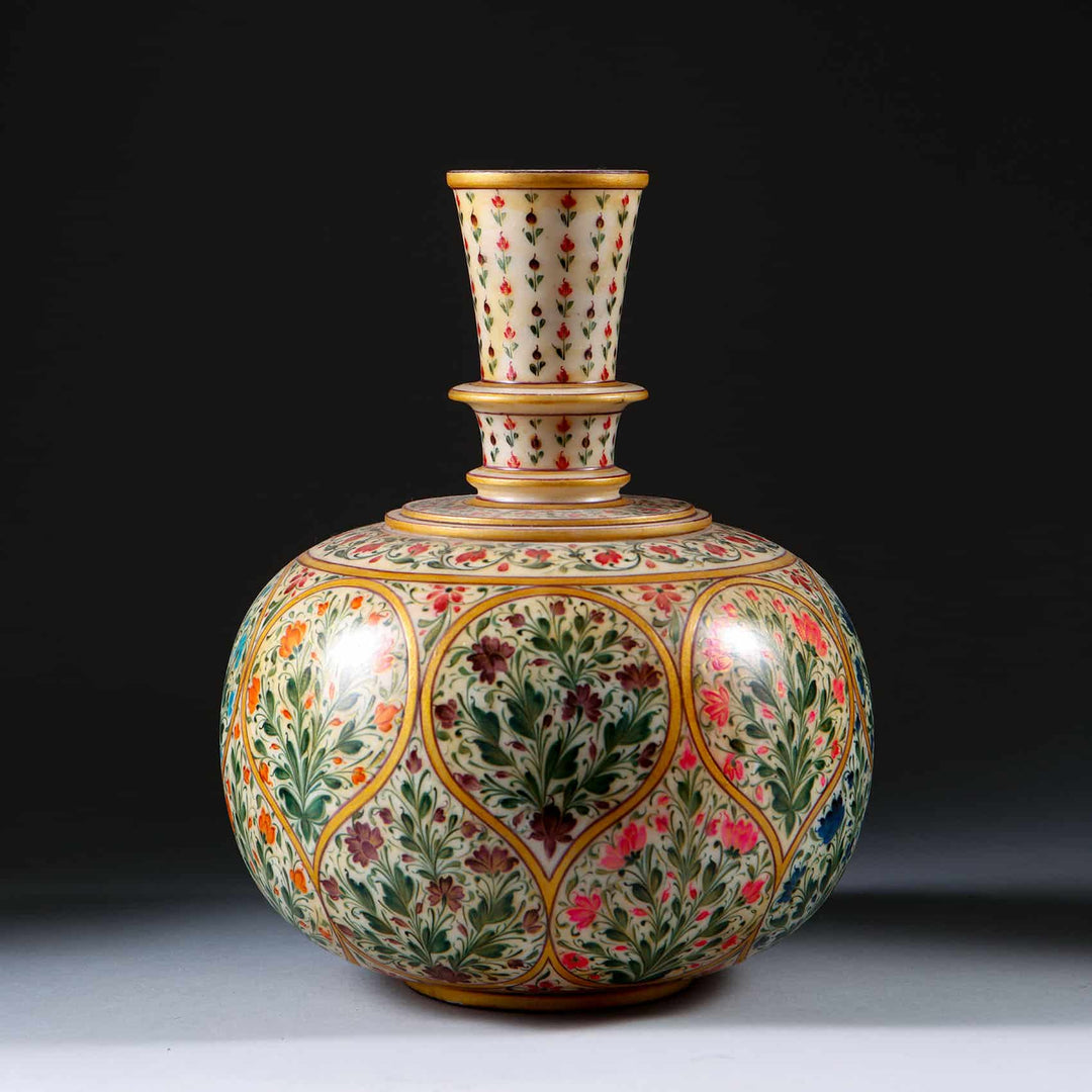 Rajasthani Hand Painted White Marble Vase
