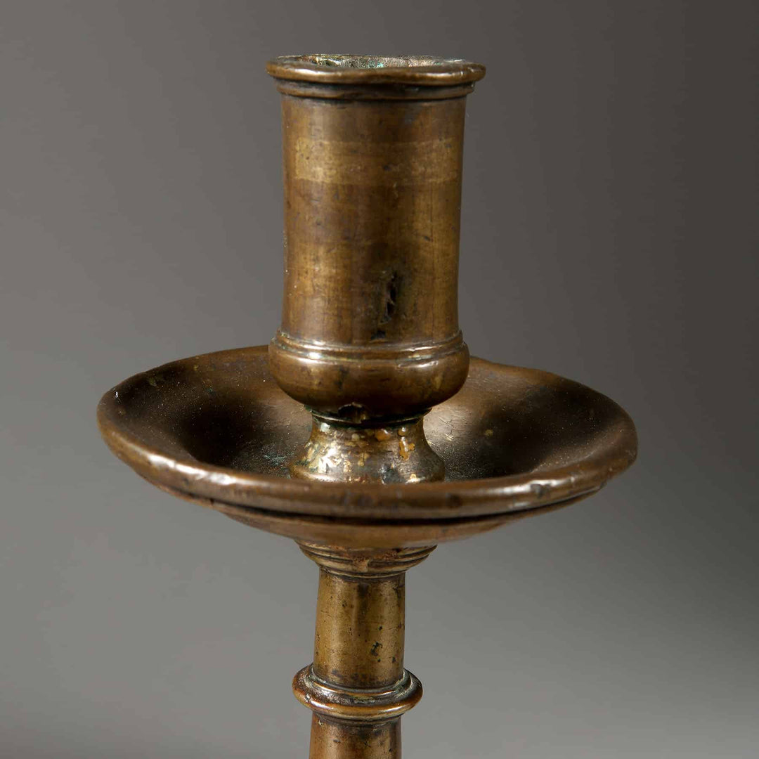 Rare Pair of 17th Century Bronze Candlesticks