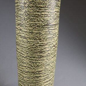 Two Volcano Vases Mounted as Table Lamps with volcanic-inspired glaze, Continental mid-century, circa 1960, yellow hues.