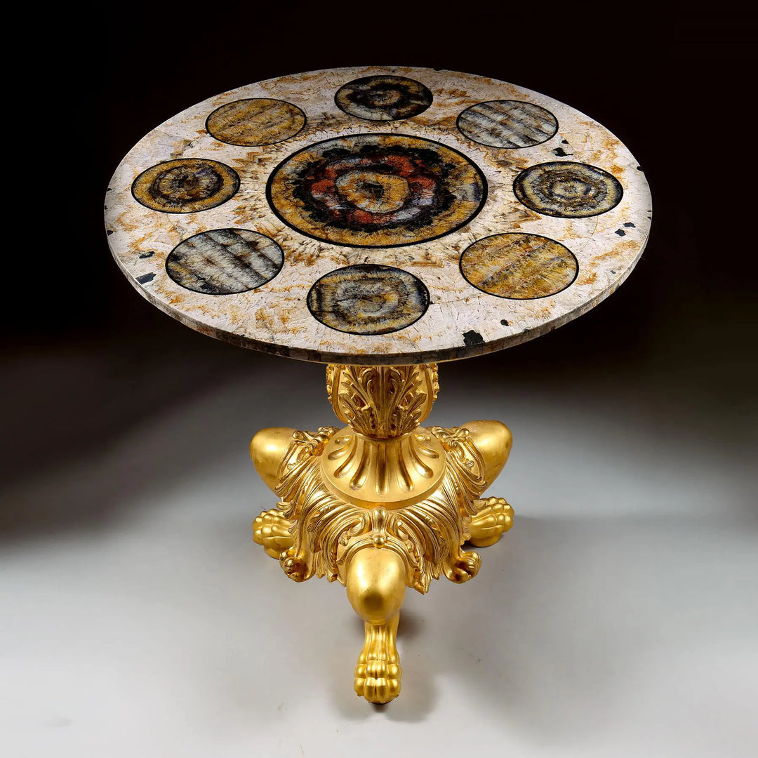 Specimen Derbyshire Blue John & Lemon Spar Giltwood Centre Table