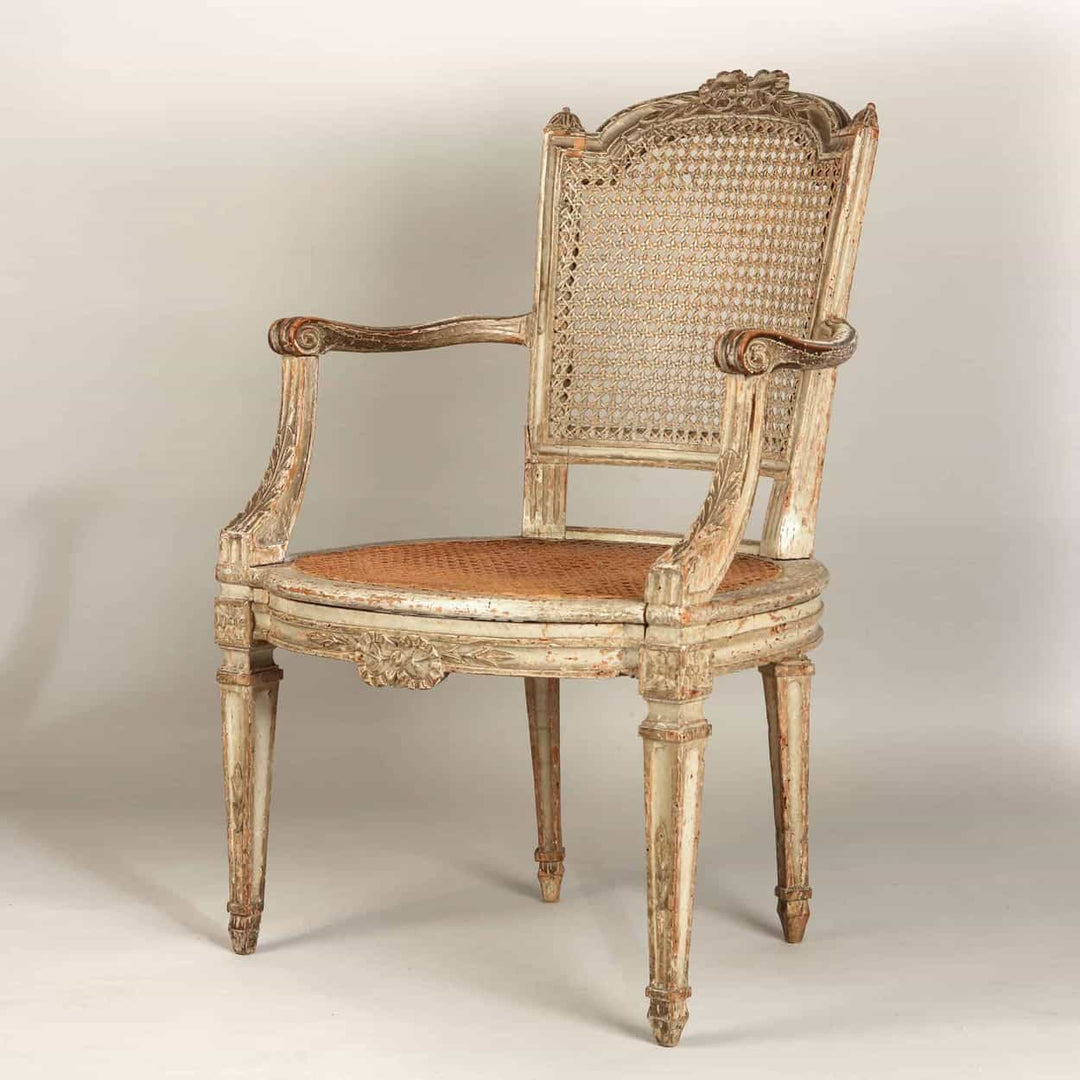 Late 18th Century Louis XVI French Caned Fauteuil