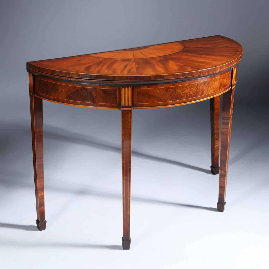 A George III demi-lune card table
