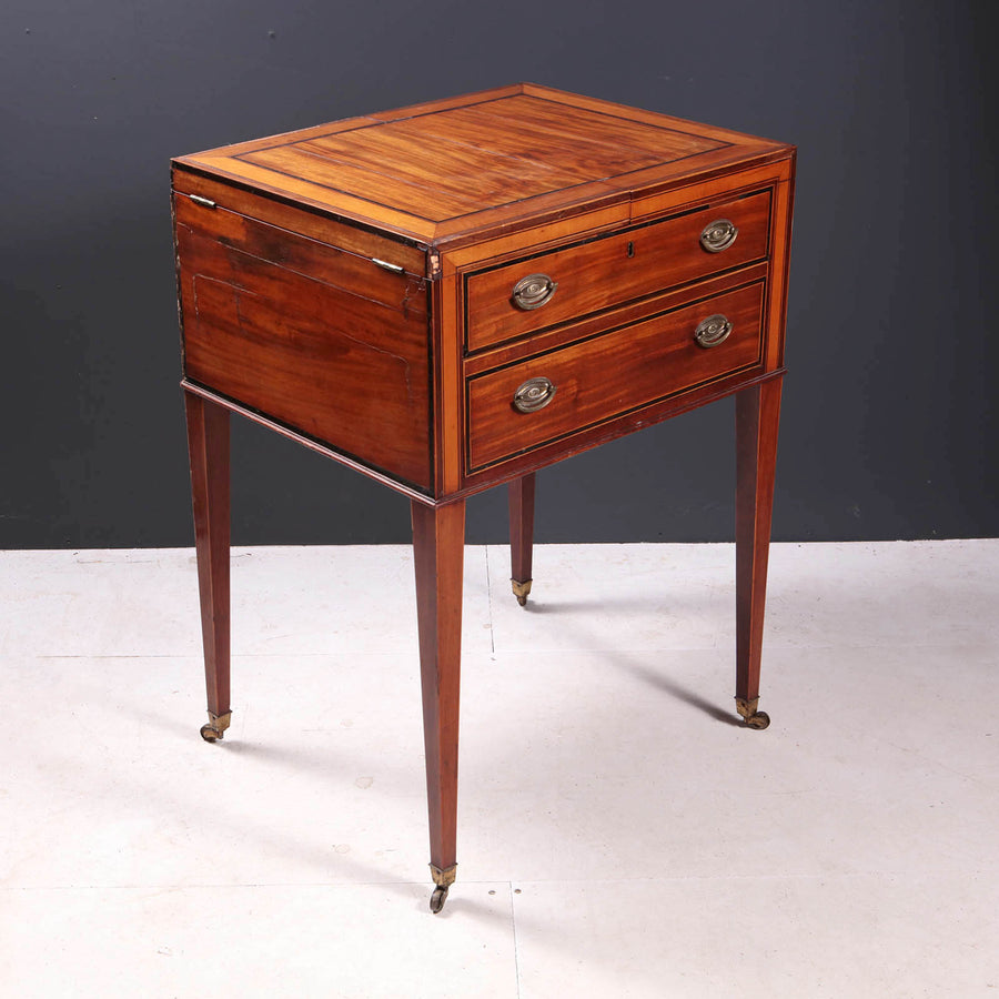 George III mahogany dressing table with brass fittings by Collection NE10 inspired by Thomas Sheraton style