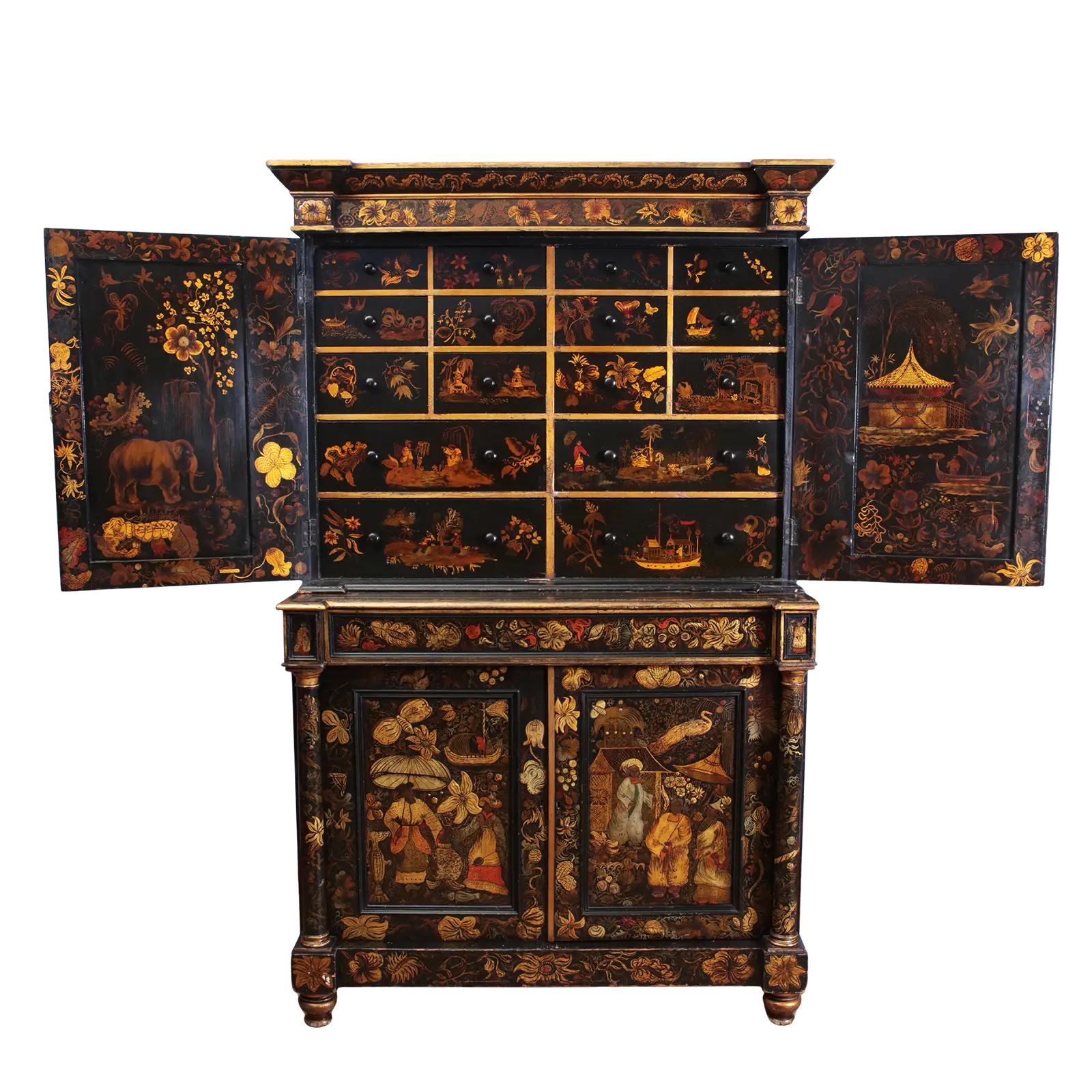 English Regency Black Japanned Chinoiserie Secretaire – Nicholas English Regency Black Japanned Chinoiserie Secretaire – Nicholas