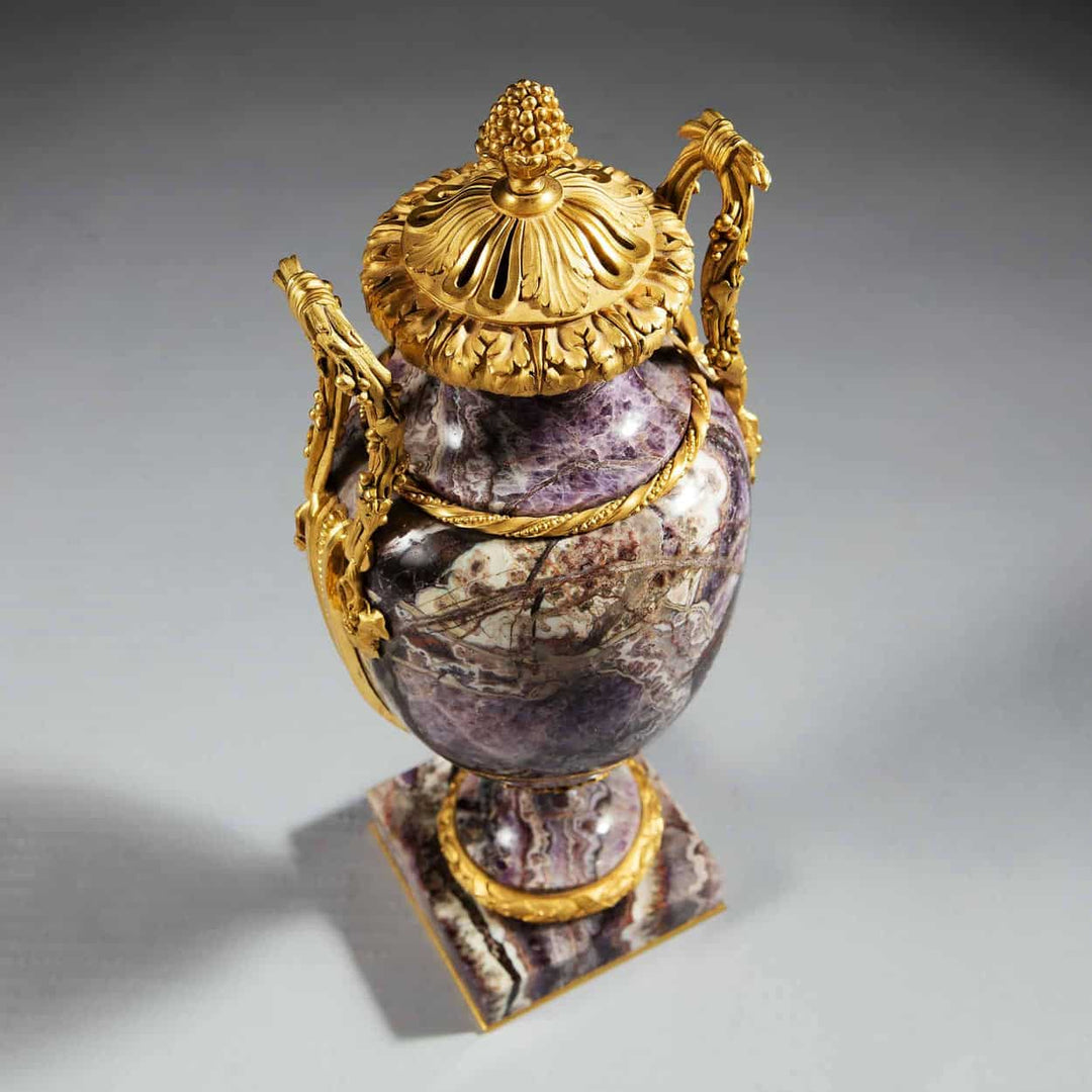 Pair of 19th-century Siberian amethyst urns with gilt bronze mounts by Collection CK20, French Napoleon III style