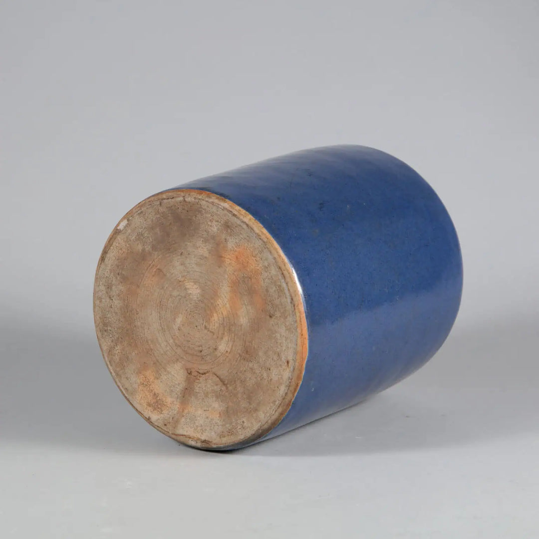 Powder Blue Chinese Table Lamp vase base showing blue glaze and natural pottery bottom measuring 27 cm height and 22 cm diameter
