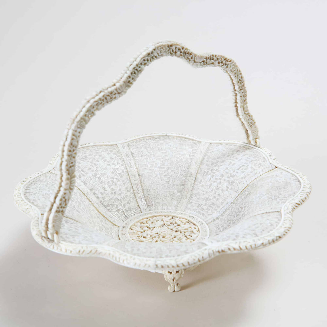 Chinese Two Handled Carved Open Basket