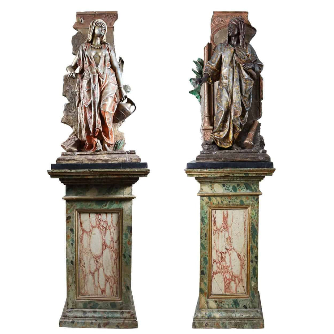 Pair of Orientalist Spelter Statues By Anatole J. Guillot (1865-1911)