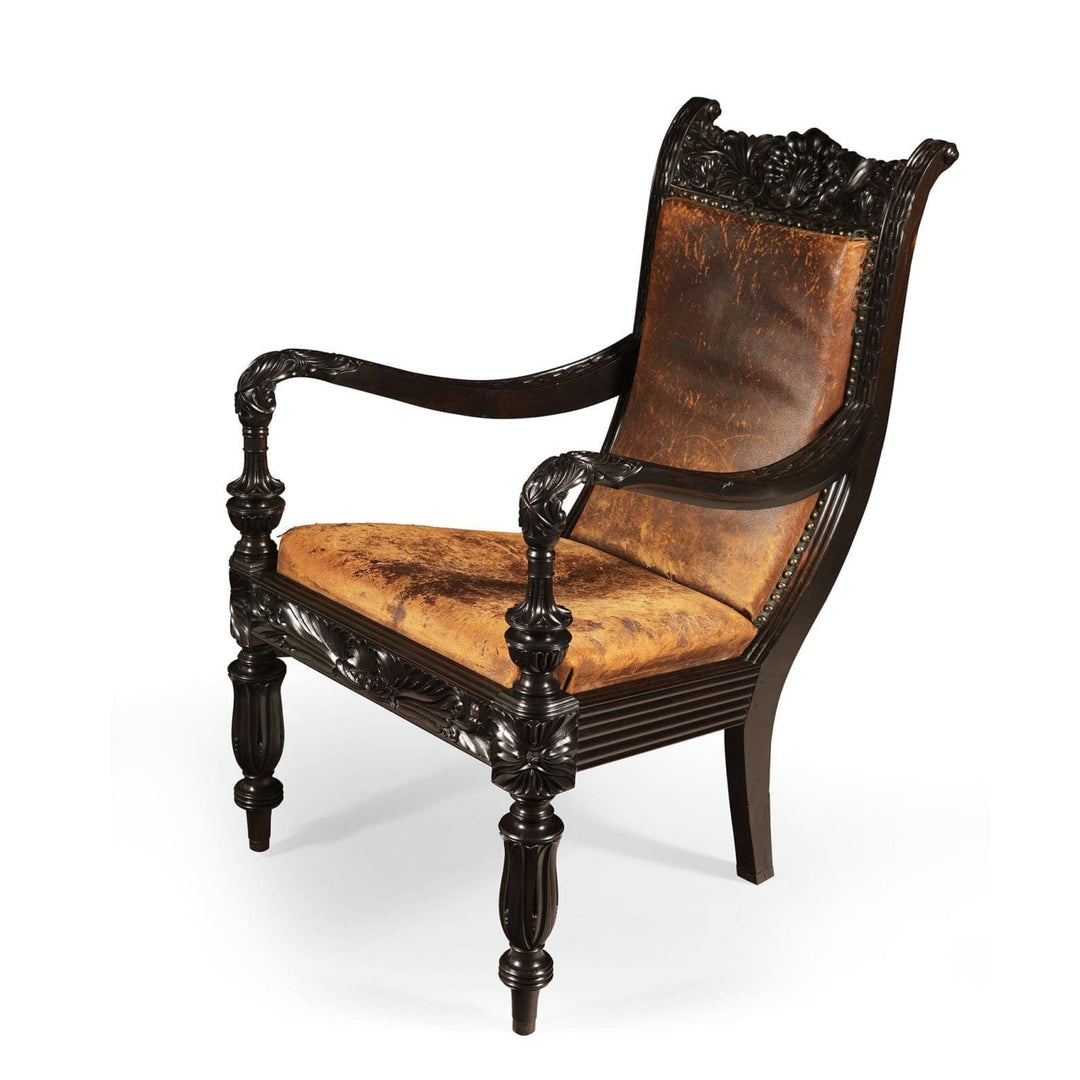 CEYLONESE 19TH CENTURY EBONY ARMCHAIR
