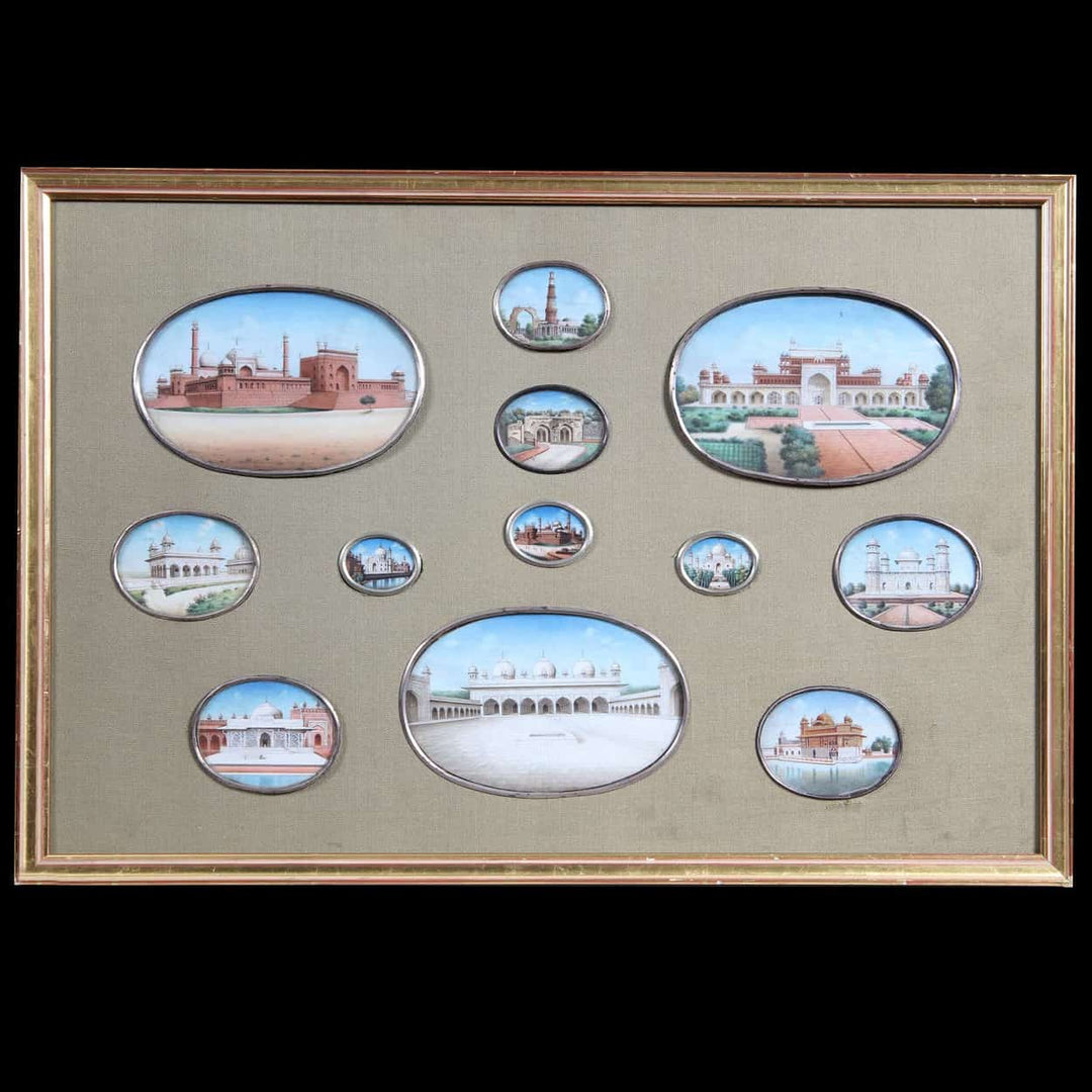 Group of 19th Century Indian Ivory Miniatures of Temples