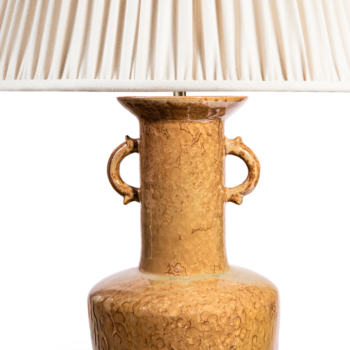 Pair of amber crystalline-glazed table lamps
