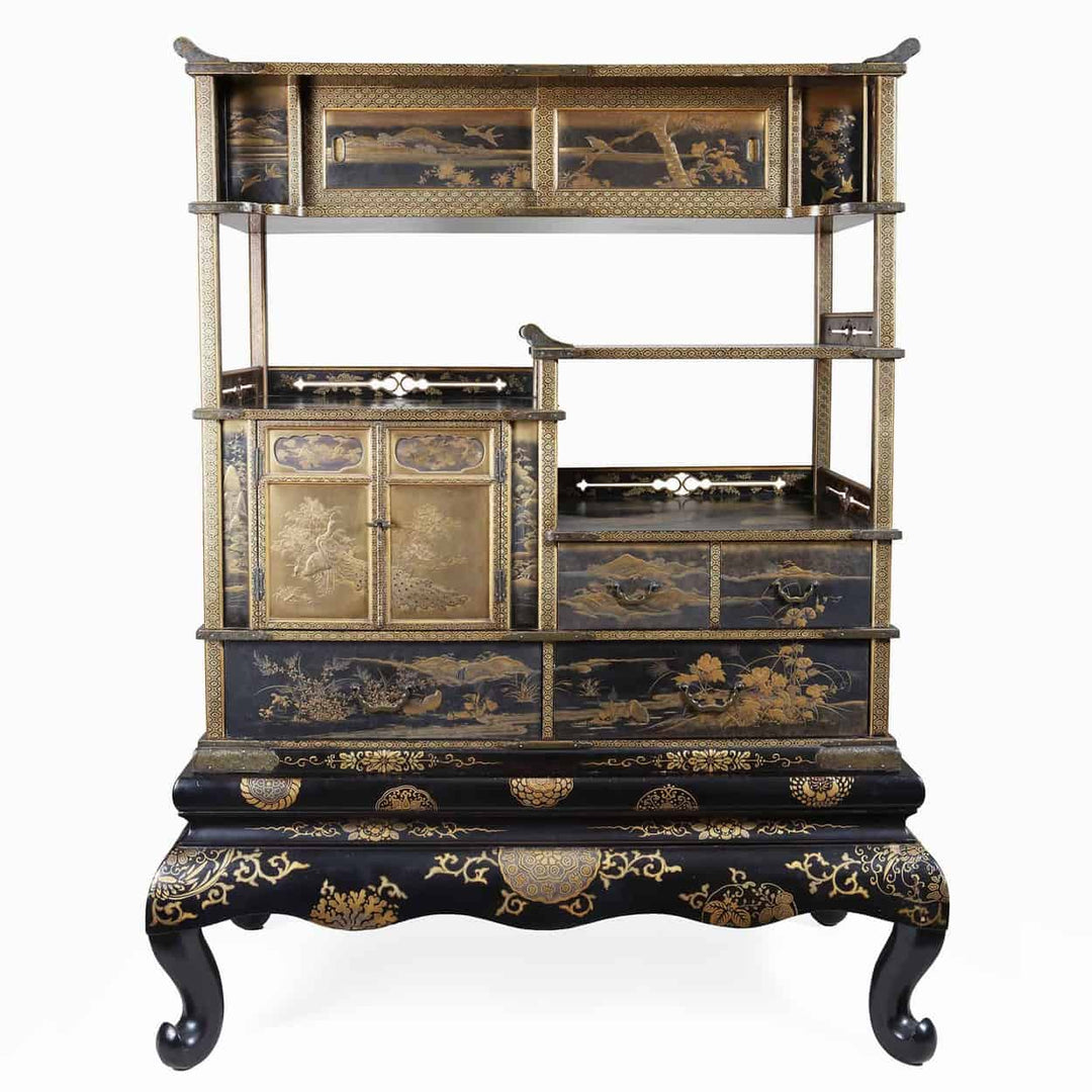 Japanese Shodana Cabinet on Stand - exquisite lacquer work