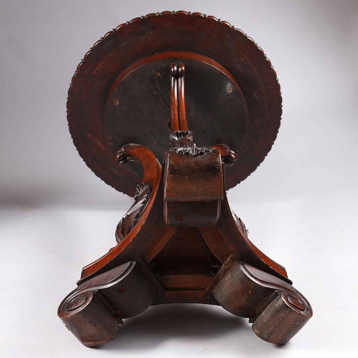 Regency Specimen Marble Centre Table underside showing carved wooden legs and round marble top base circa 1820