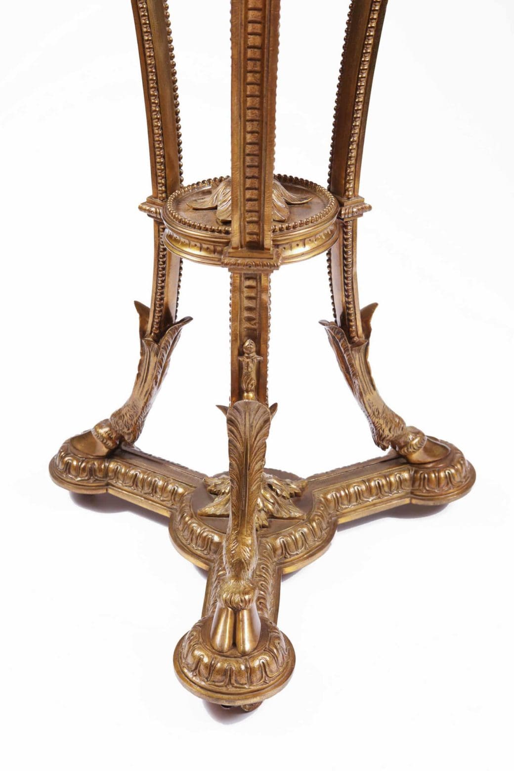 Pietra Dure Specimen Marble and Bronze Table with ornate bronze legs featuring intricate 19th-century craftsmanship details.