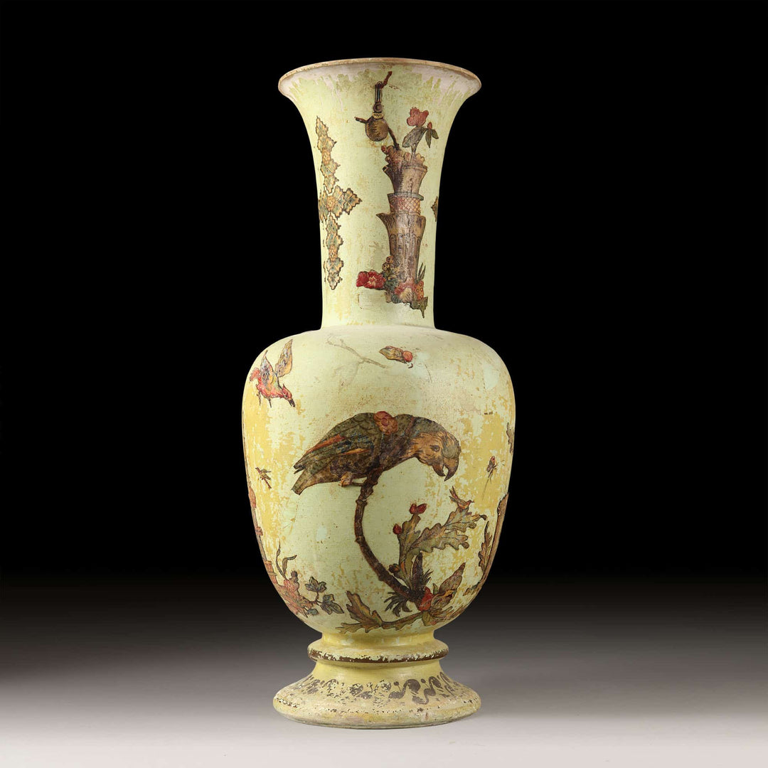 Neo-classical arte povera turned wooden vase