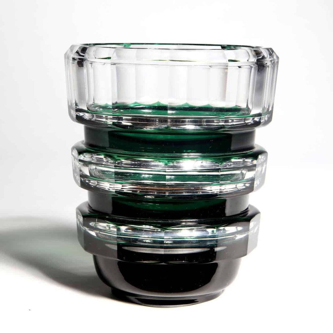 Emerald Green over Clear Glass Val St Lambert Art Deco Vase