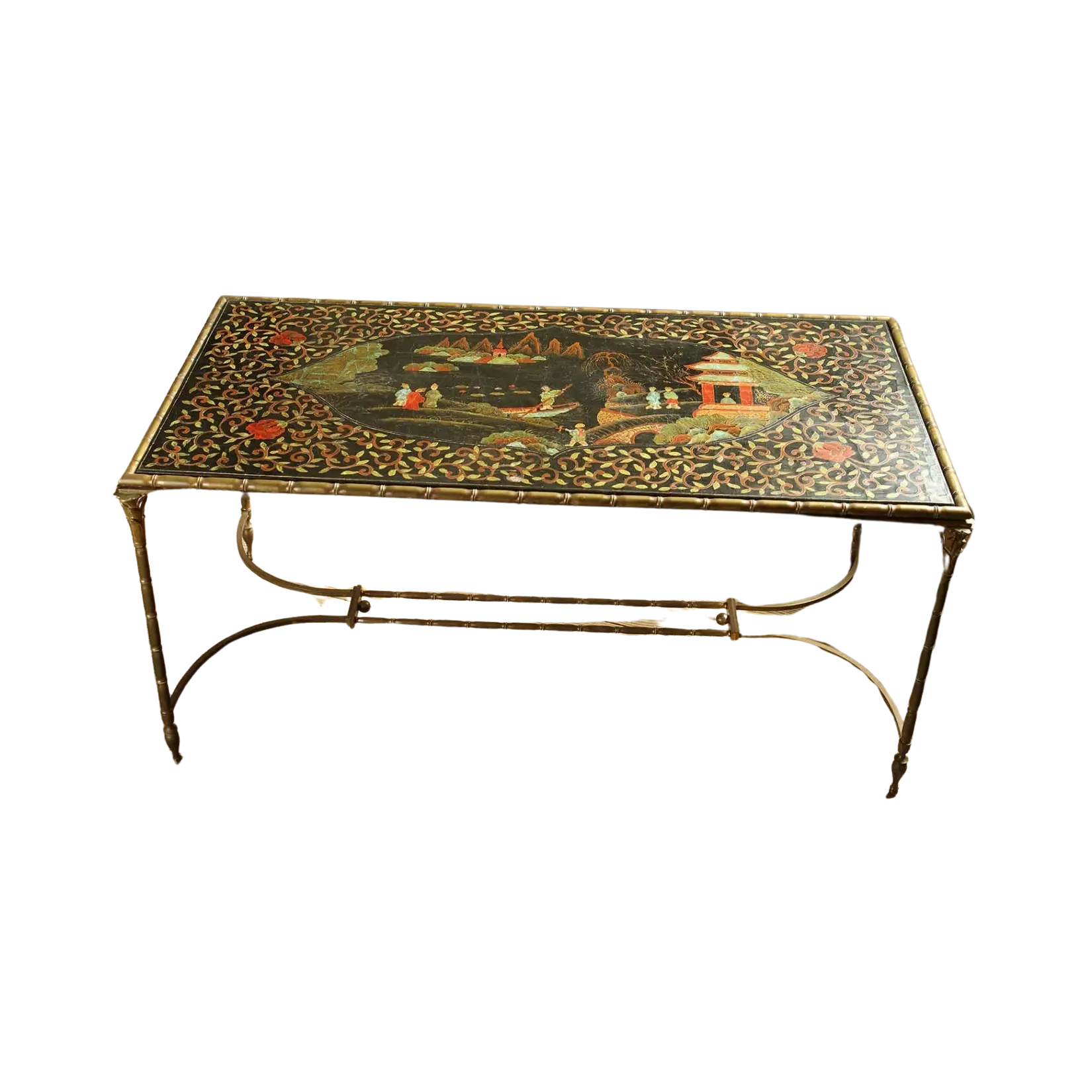 Maison Jansen Black Lacquer and Brass Low Table - Rare Discovery