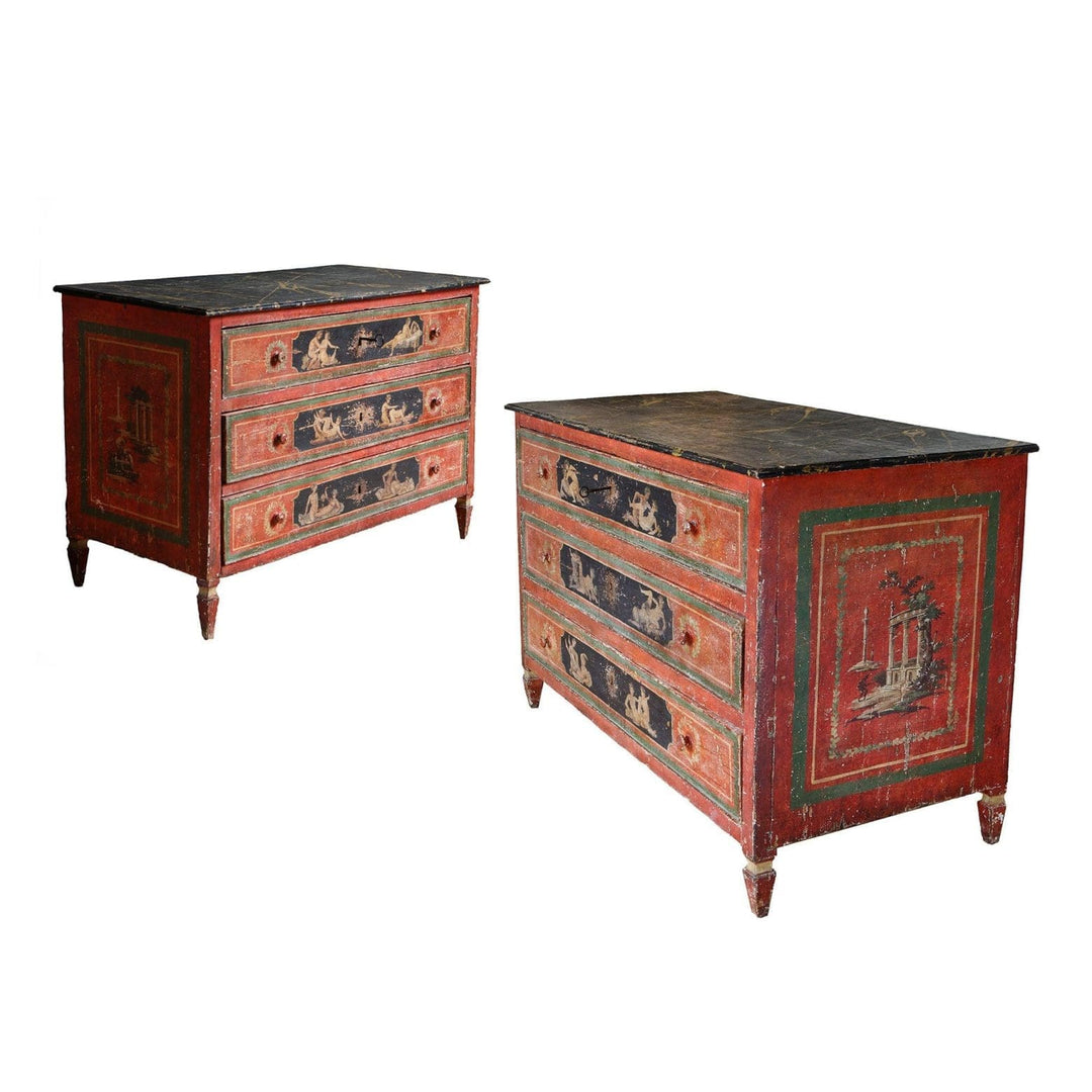 Pair of Etruscan Erotic Italian 18th Century Commodes