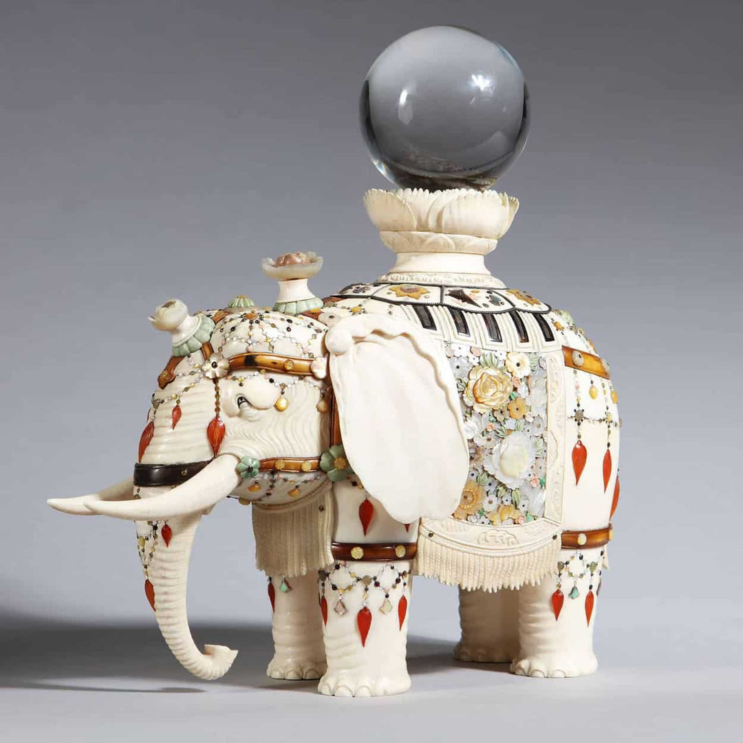 Japanese Shibayama Ivory Elephant by MASAYUKI