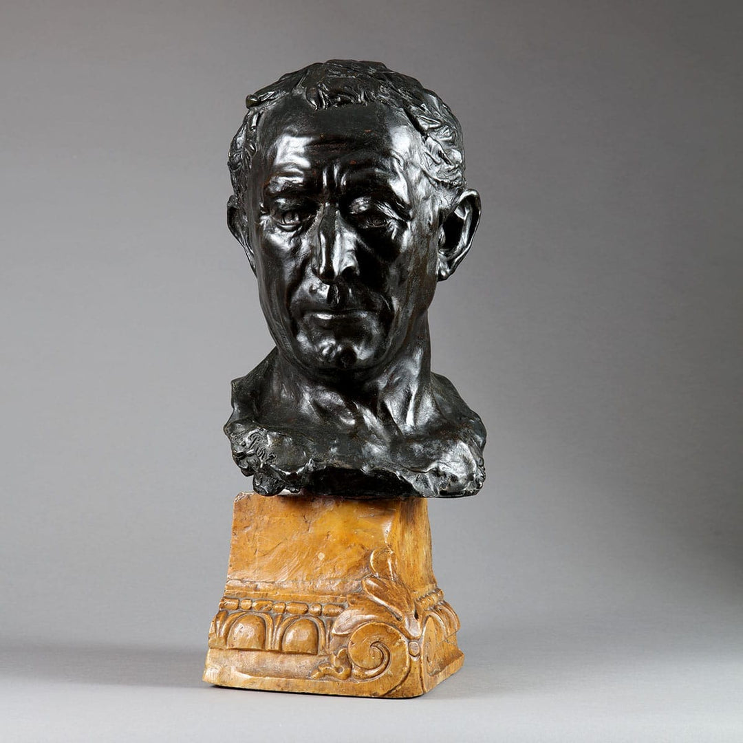 20th Century Bronze Bust of Julius Caesar by Alfredo Pina (Italian, 1883-1966)
