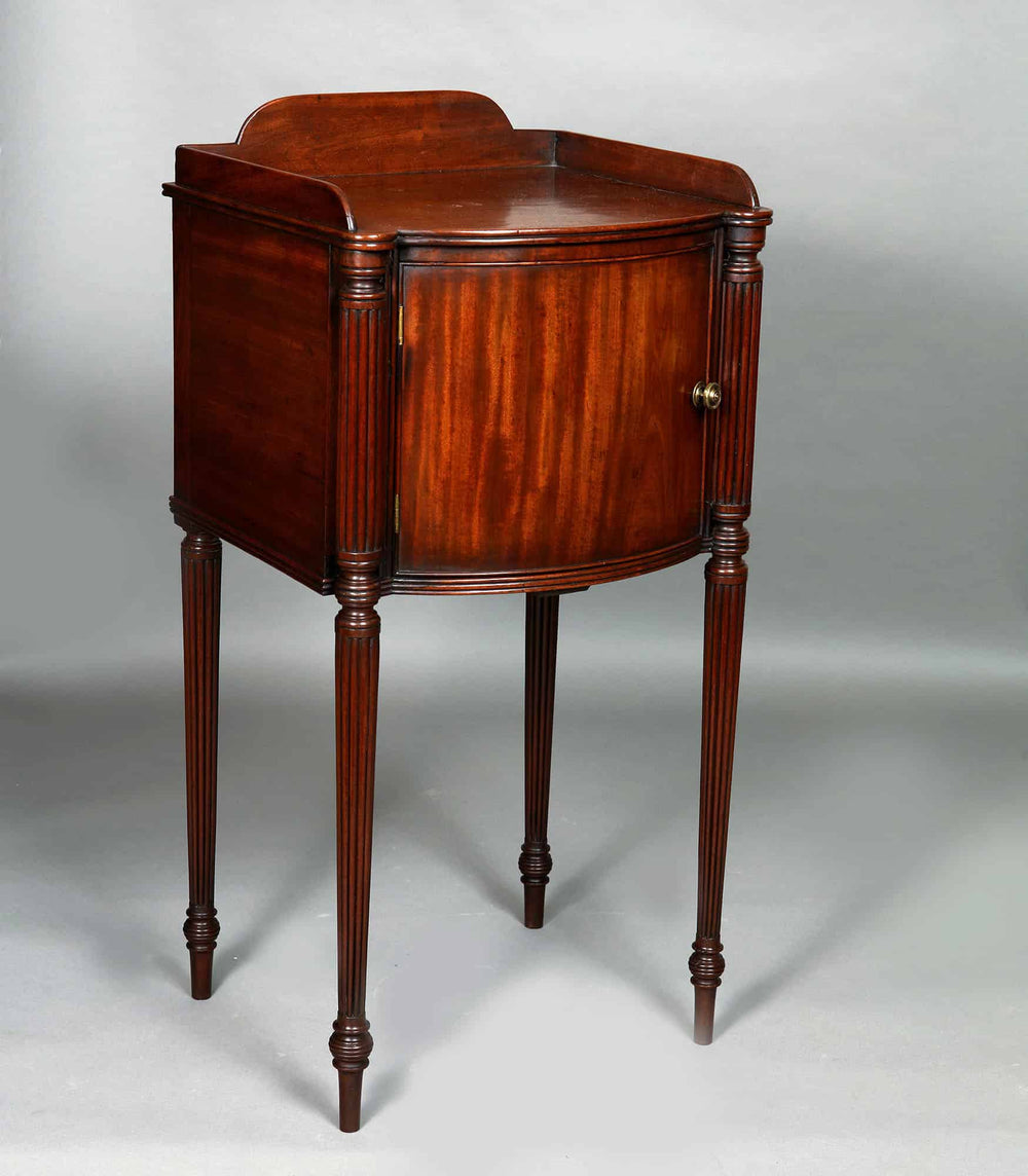 George III mahogany bedside cabinet with brass hardware and fluted legs by Collection CK20 circa 1800 England