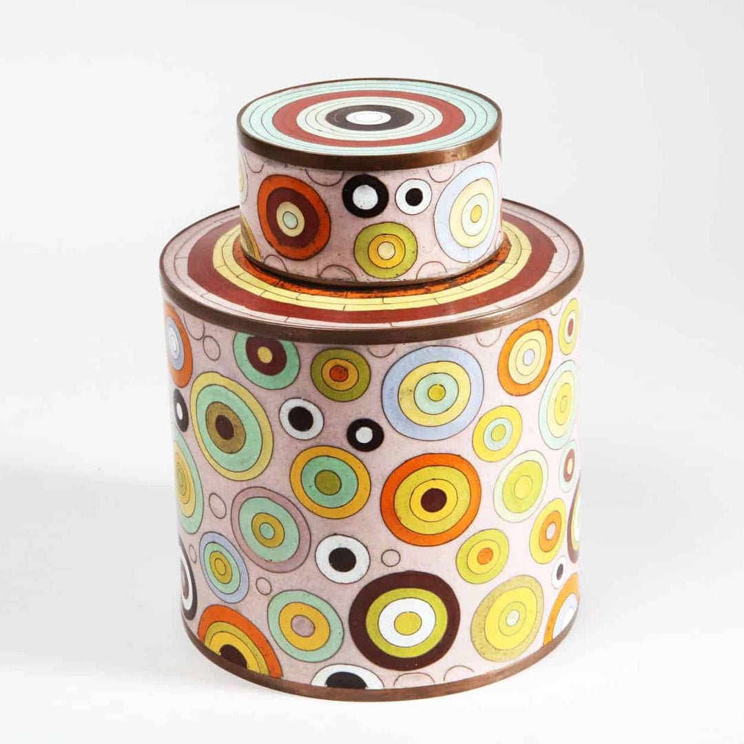 Fabienne Jouvin 1980's Cloisonne Cylindrical Jar and Cover